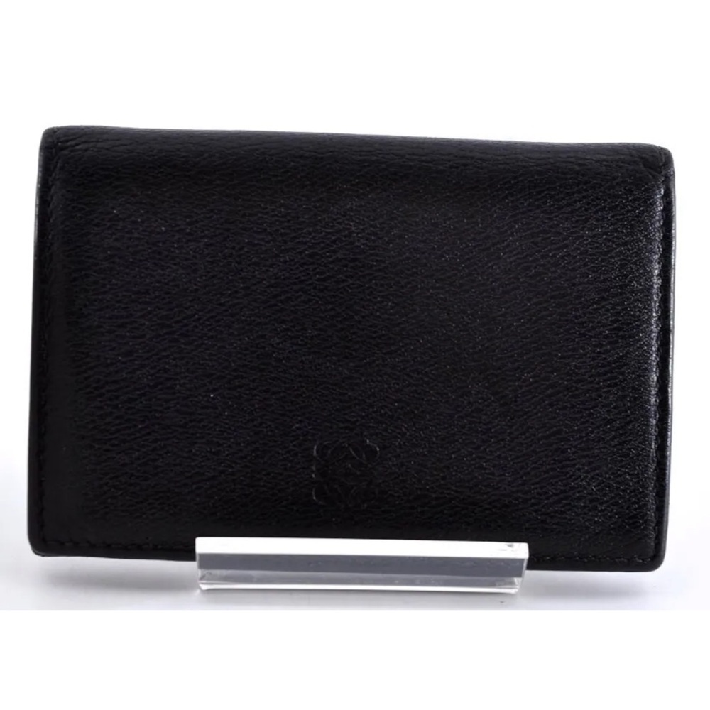 LOEWE Anagram Card Case Leather Black (Inside) is Blue Used Authentic EUC